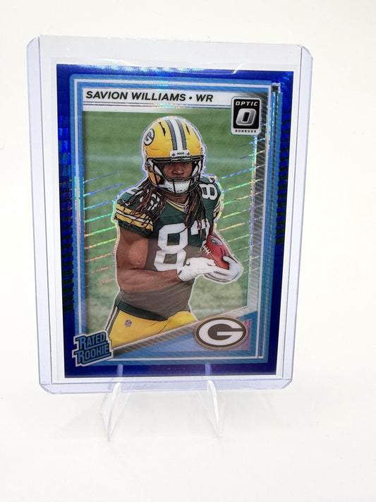 2025 Donruss Optic Savion Williams Card Blue RC Green Bay Packers #221