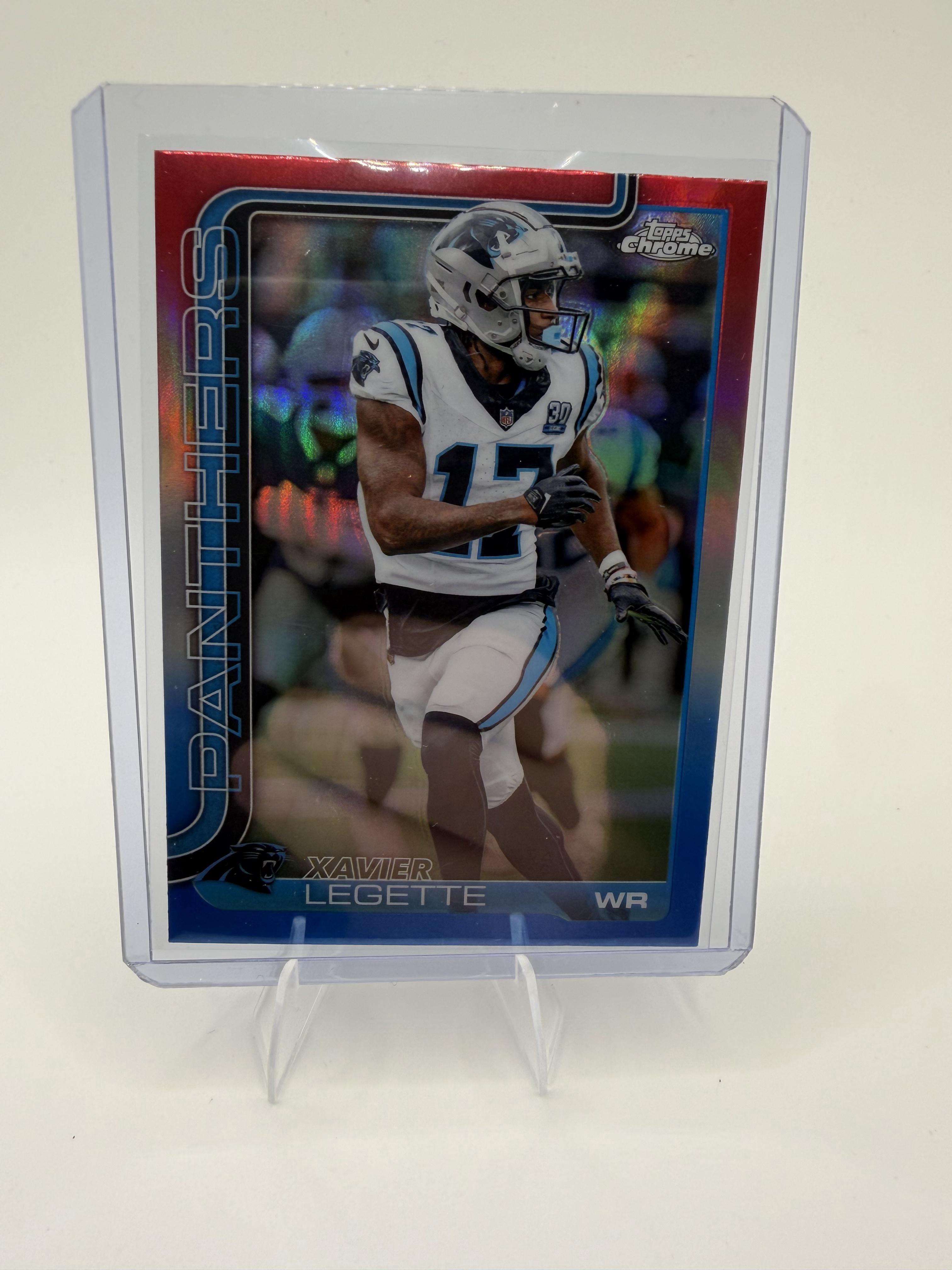 2025 Topps Chrome - Red White and Blue Refractor Xavier Legette Card Carolina