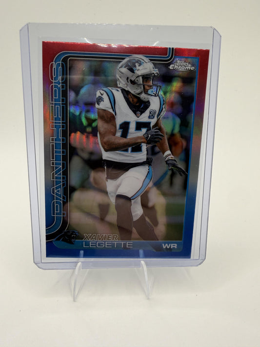 2025 Topps Chrome - Red White and Blue Refractor Xavier Legette Card Carolina
