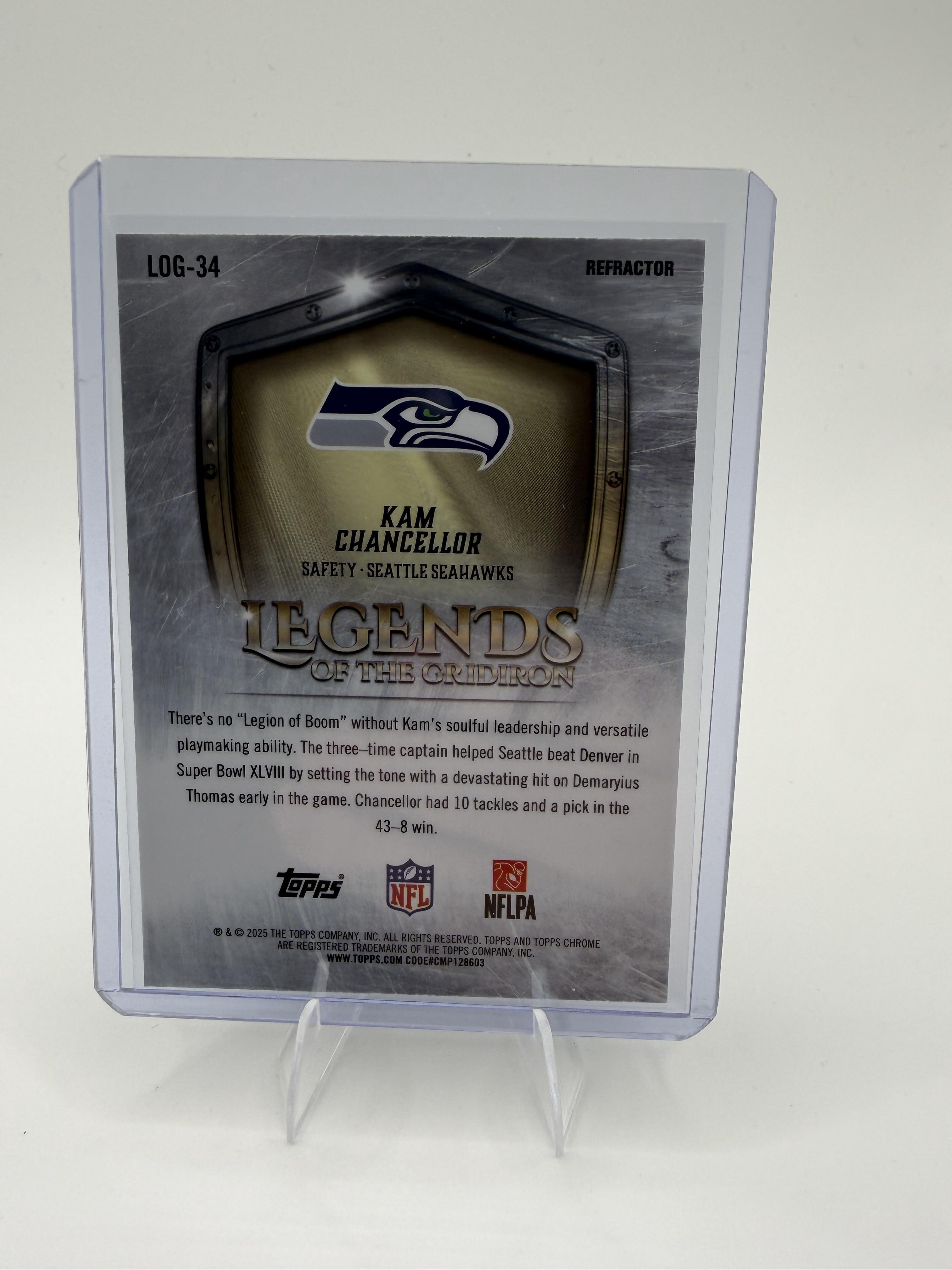 2025 Topps Chrome - Legends of the Gridiron Refractor Kam Chancellor Card