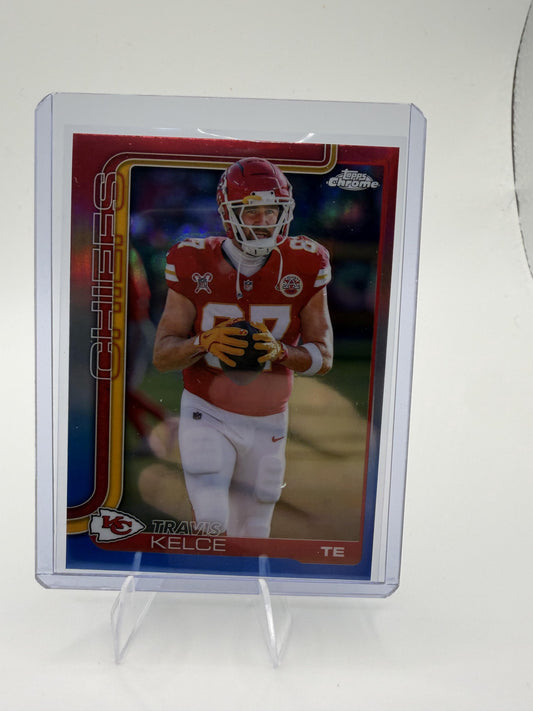 2025 Topps Chrome - Red White and Blue Refractor Travis Kelce Card Chiefs #150