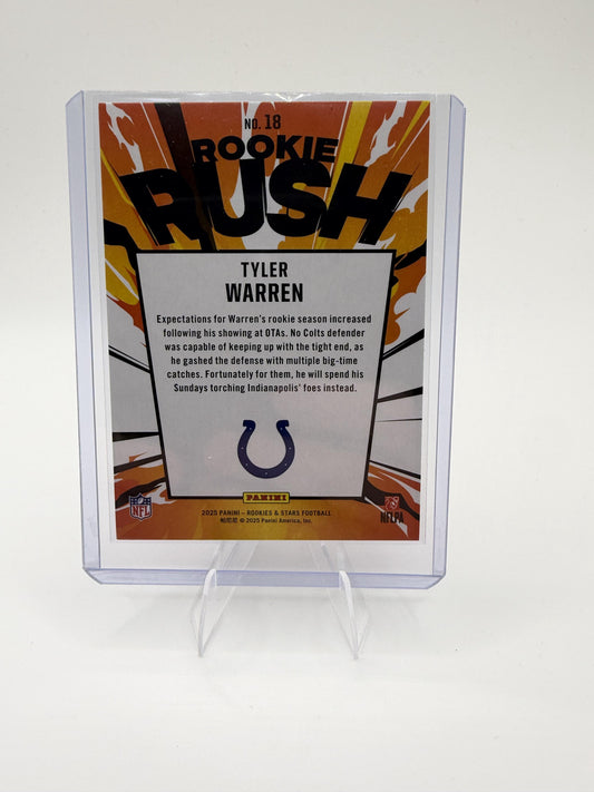 2025 Panini Rookies & Stars Tyler Warren Card Rookie Rush Indianapolis Colts #18