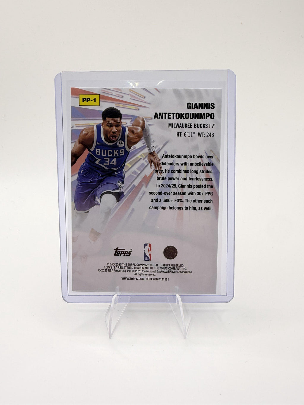 2025-26 Topps Giannis Antetokounmpo Card Power Players Milwaukee Bucks #PP-1