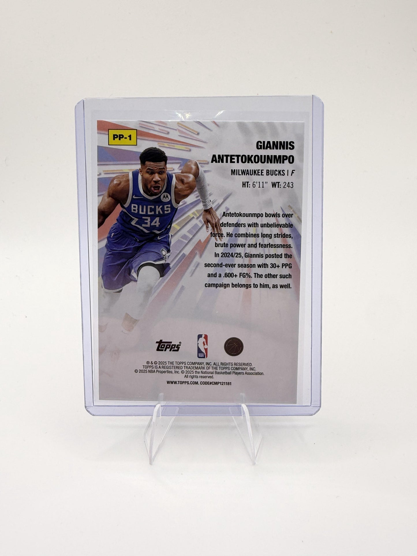 2025-26 Topps Giannis Antetokounmpo Card Power Players Milwaukee Bucks #PP-1