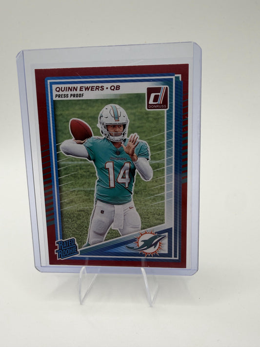 2025 Donruss Quinn Ewers Card Press Proofs Red RC Miami Dolphins #342