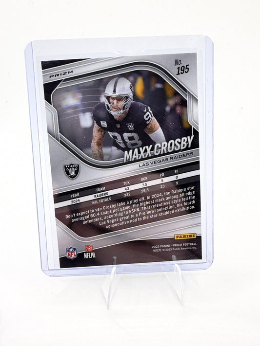2025 Panini Prizm Maxx Crosby Card Silver Las Vegas Raiders #195