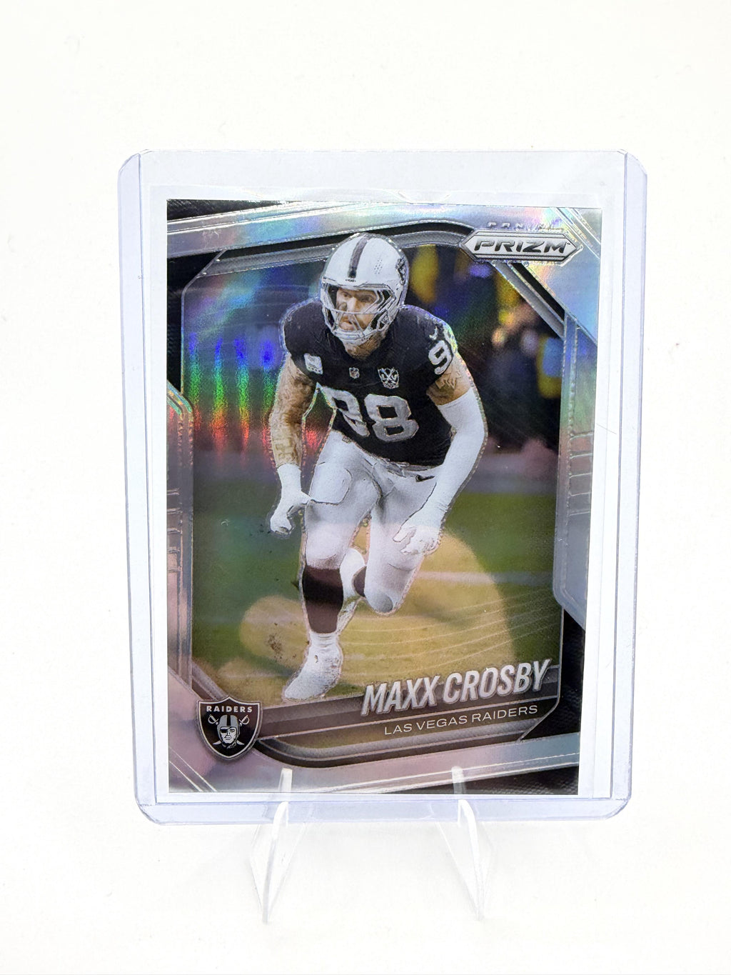 2025 Panini Prizm Maxx Crosby Card Silver Las Vegas Raiders #195