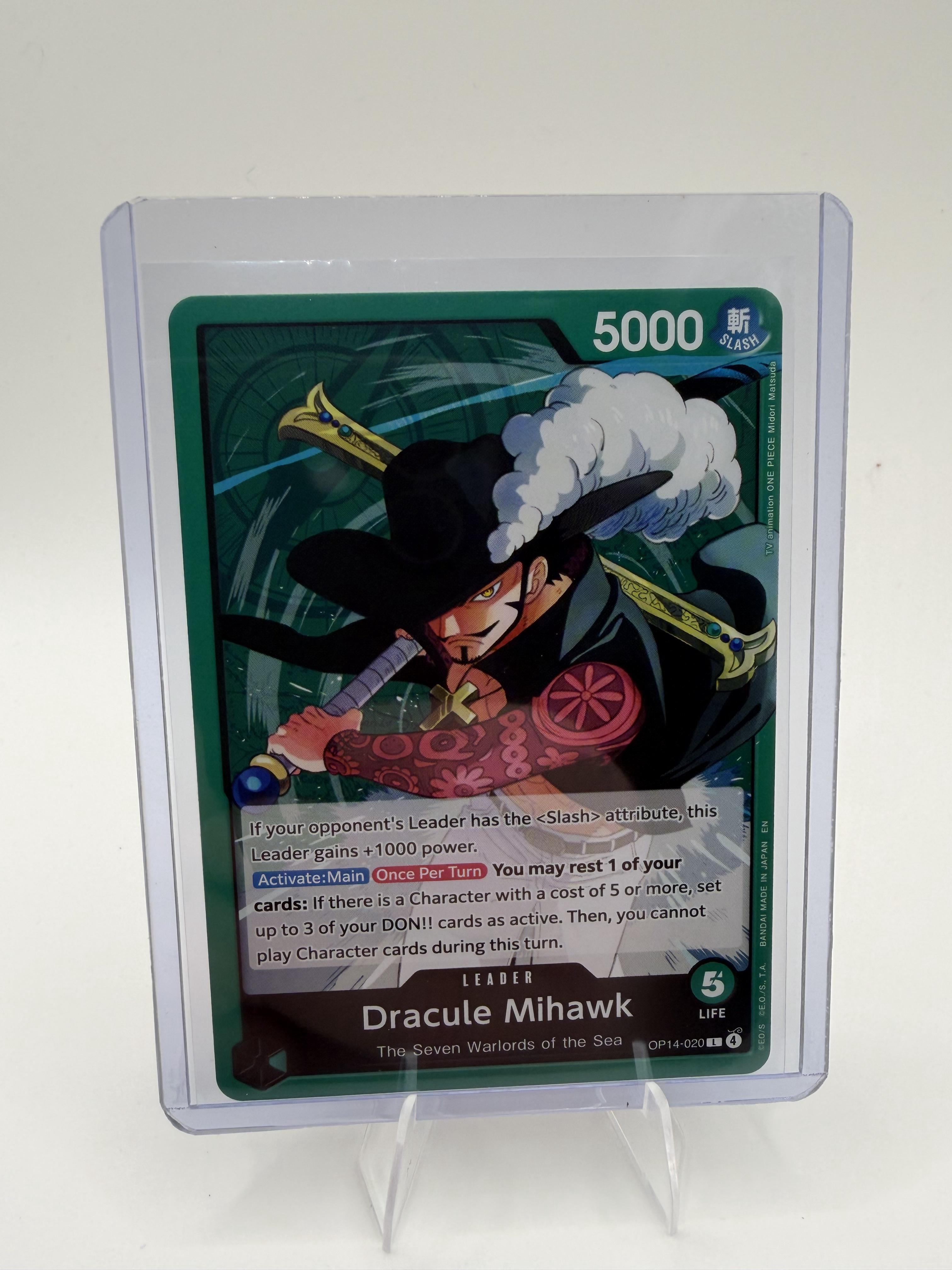 The Azure Sea's Seven Dracule Mihawk Card #OP14-020 One Piece