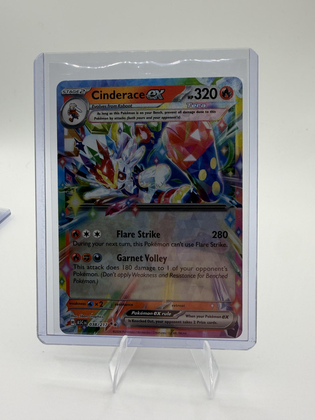 Pokemon Cinderace ex 038/217 Double Rare - Ascended Heroes - Stellar Tera - NM