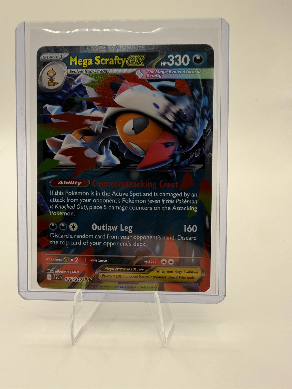 Pokemon Mega Scrafty ex 135/217 Double Rare - Ascended Heroes - NM