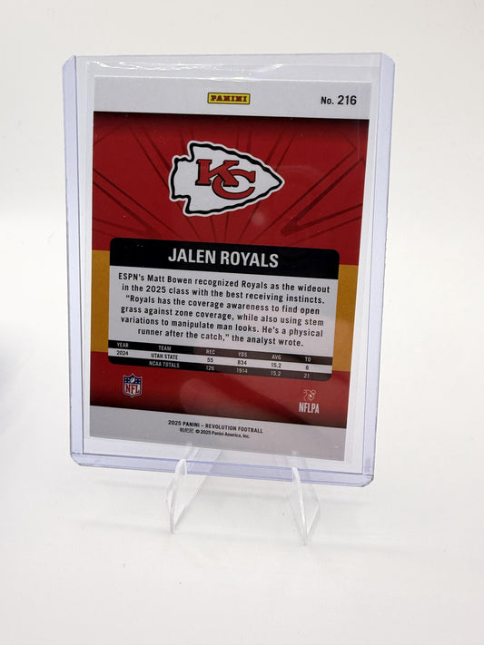 2025 Panini Revolution Jalen Royals Card RC Kansas City Chiefs #216