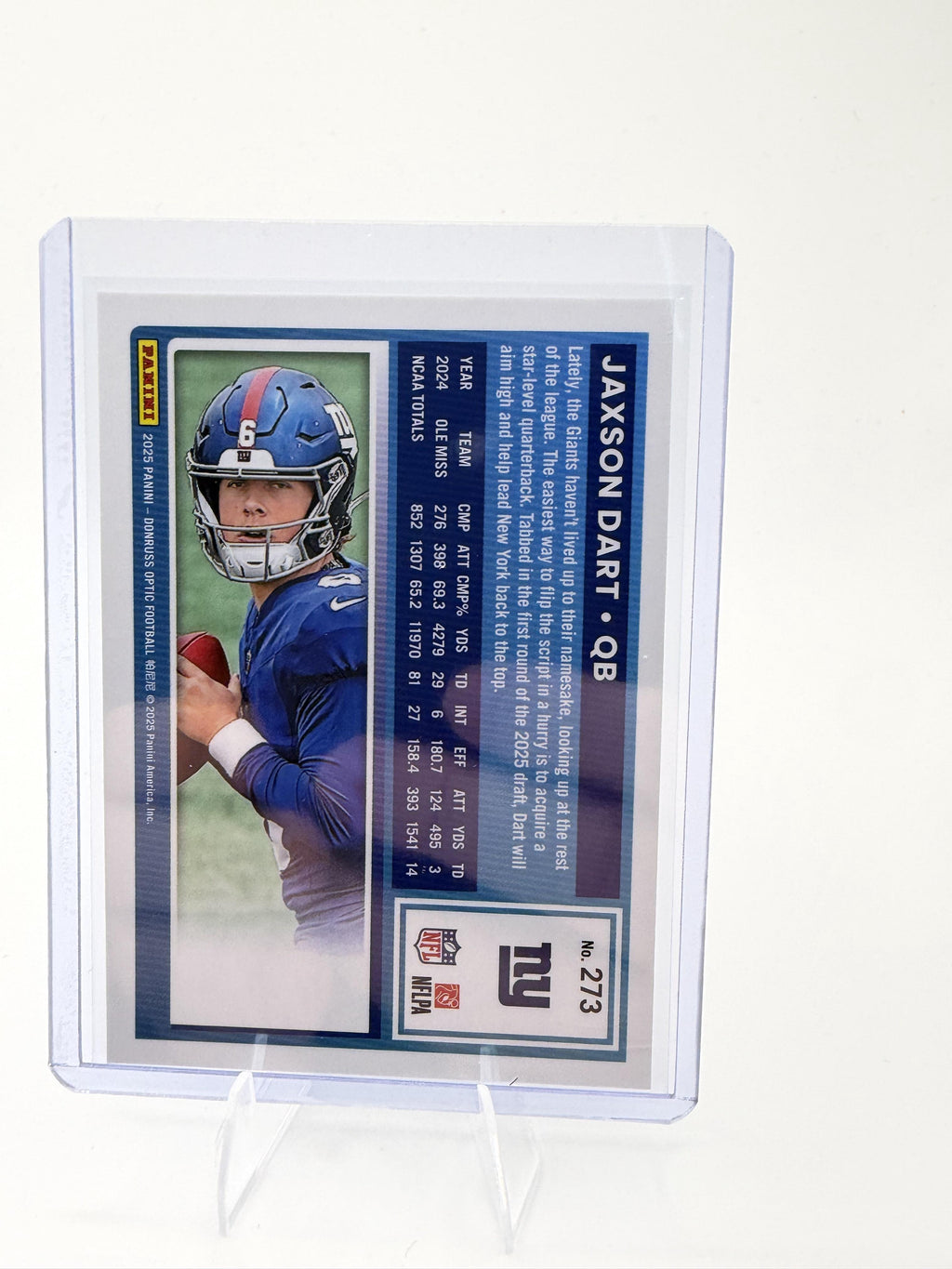2025 Donruss Optic Jaxson Dart Card RC New York Giants #273