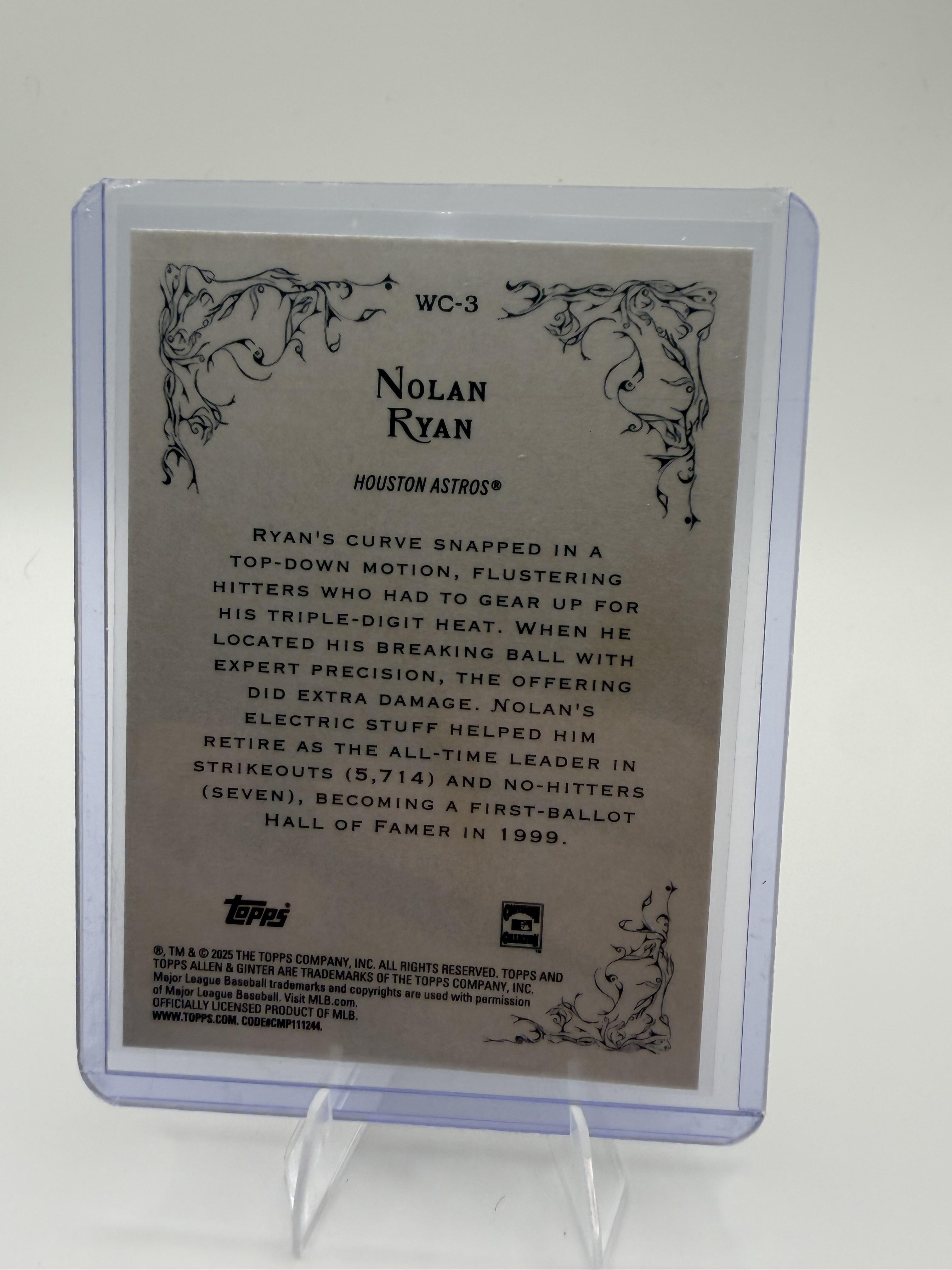 2025 Topps Allen & Ginter Nolan Ryan Card Wicked Curves Houston Astros #WC-3