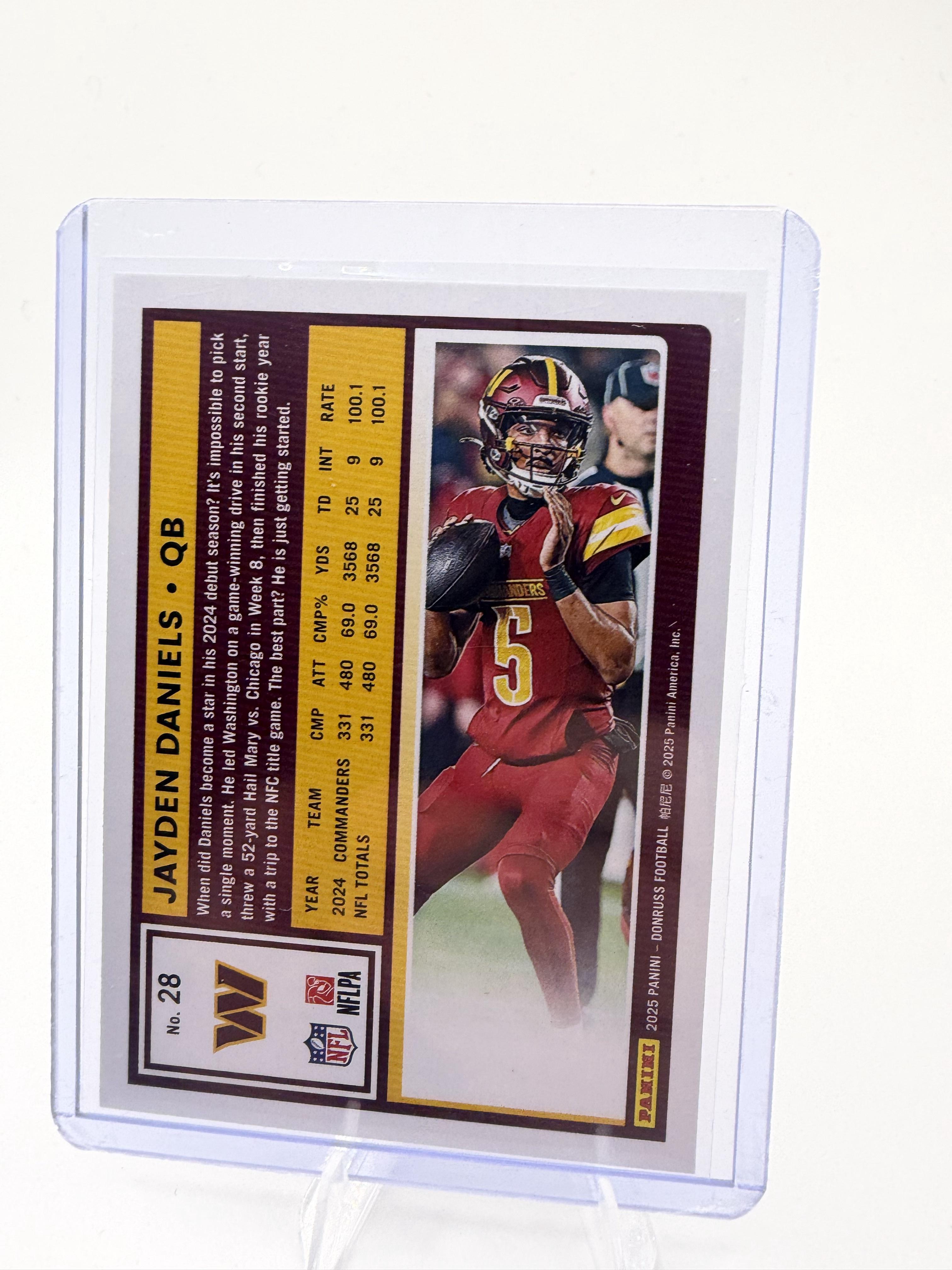 2025 Donruss Jayden Daniels Card Press Proofs Red Washington