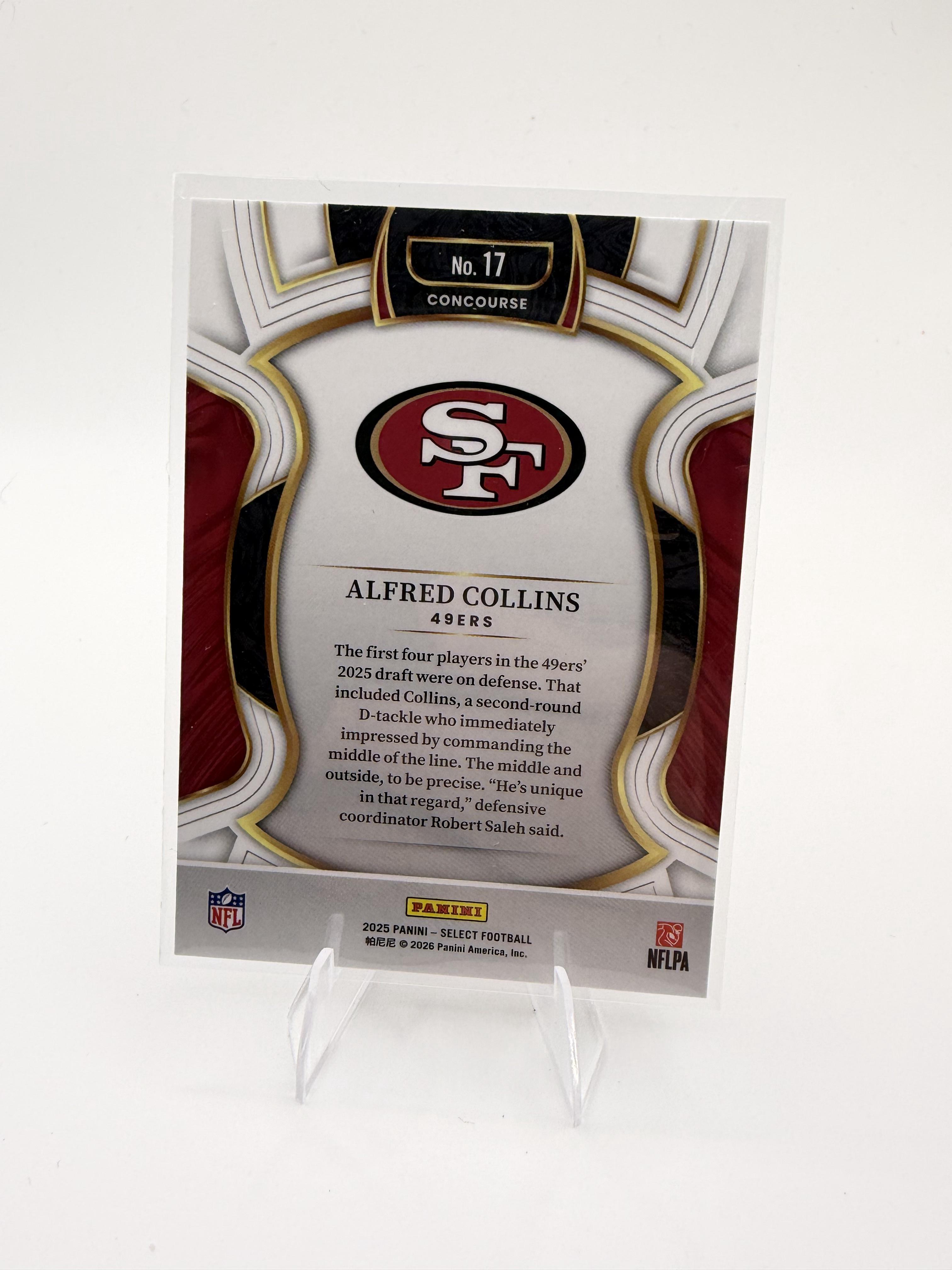 2025 Panini Select Alfred Collins Card RC San Francisco 49ers #17