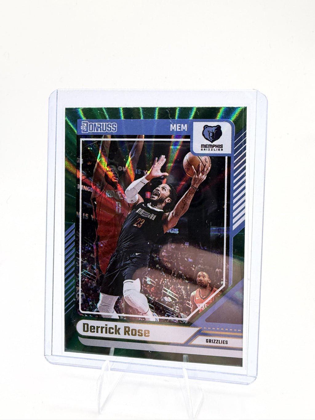 2024-25 Donruss Derrick Rose Card Holo Green Laser Memphis Grizzlies #65