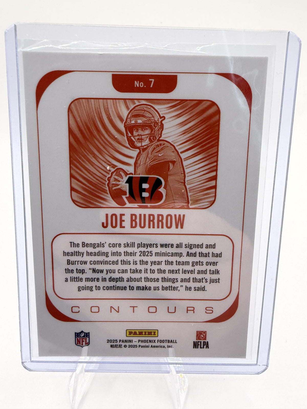 2025 Panini Phoenix Joe Burrow Card Contours Cincinnati Bengals #7