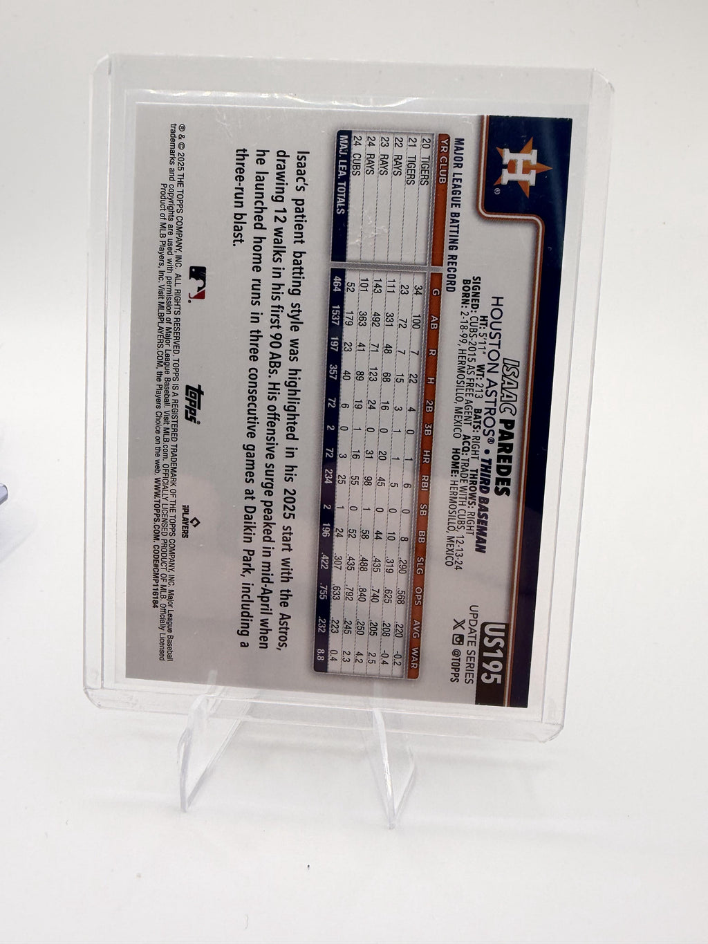 2025 Topps Update Isaac Paredes Houston Astros Silver Crackle Foil #US195