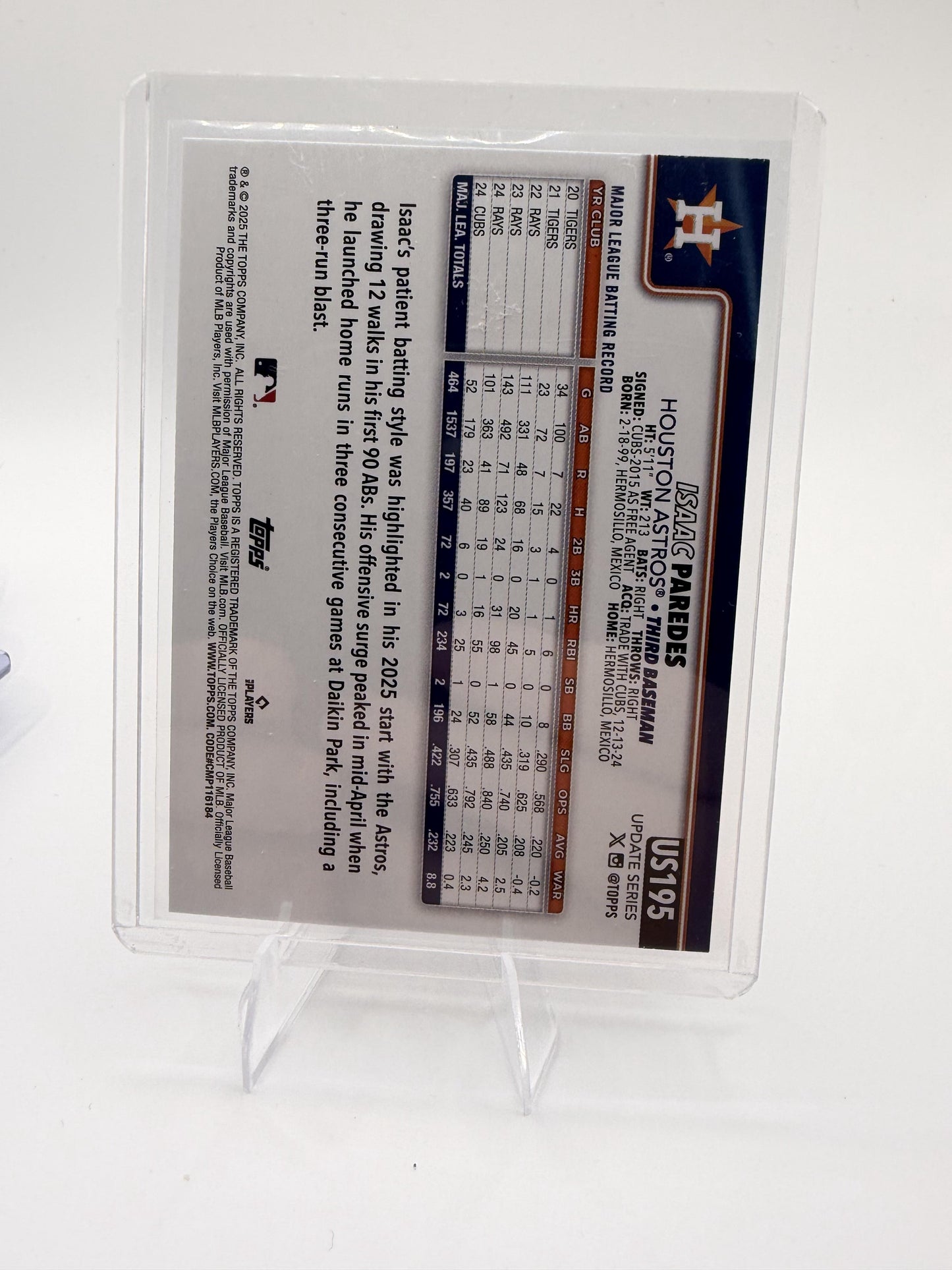 2025 Topps Update Isaac Paredes Houston Astros Silver Crackle Foil #US195