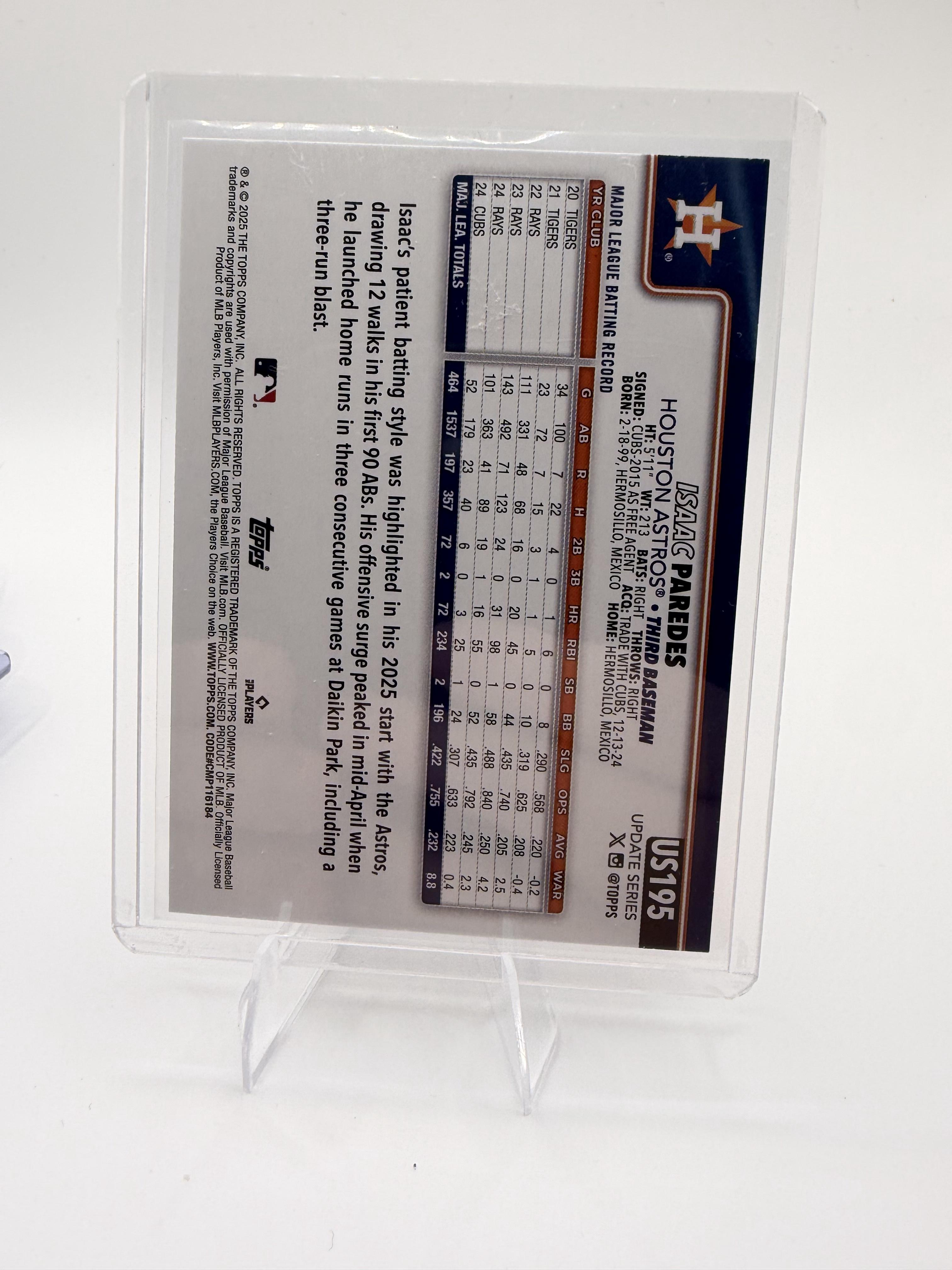 2025 Topps Update Isaac Paredes Houston Astros Silver Crackle Foil #US195
