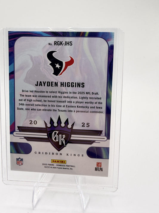 2025 Donruss Jayden Higgins Card Rookie Gridiron Kings Houston Texans #RGK-JHS