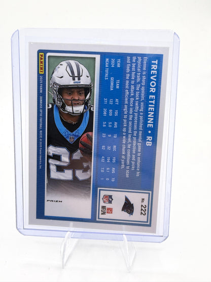 2025 Donruss Optic Trevor Etienne Card Blue Hyper RC Carolina Panthers #222