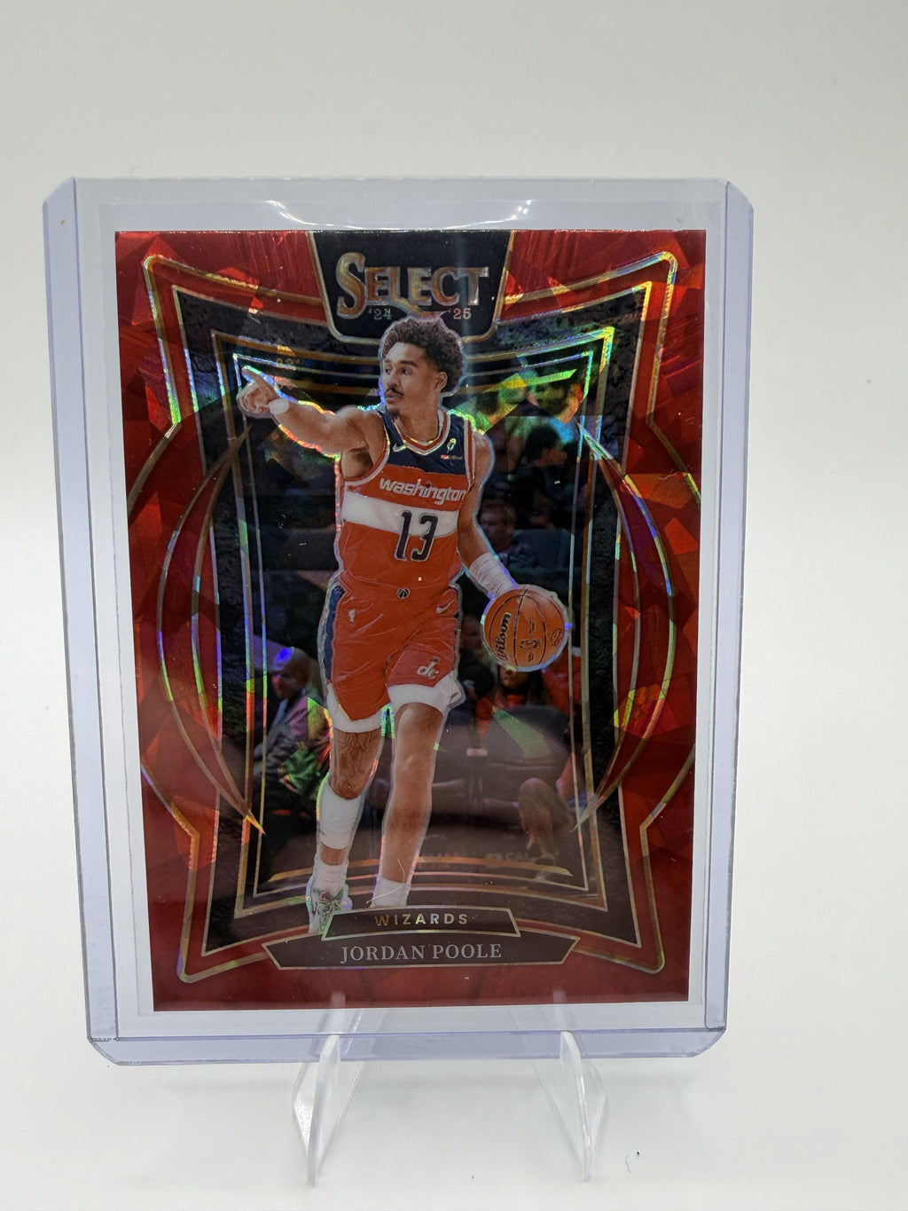 2024-25 Panini Select Jordan Poole Red Cracked Ice Prizm #17 Wizards