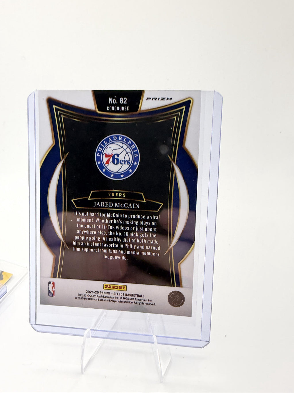 2024-25 Panini Select Jared McCain RC Red Cracked Ice Prizm 76ers Rookie