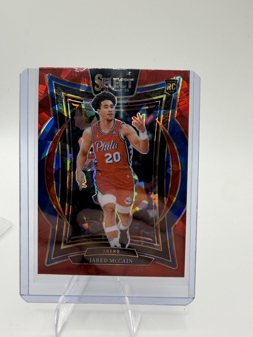 2024-25 Panini Select Jared McCain RC Red Cracked Ice Prizm 76ers Rookie