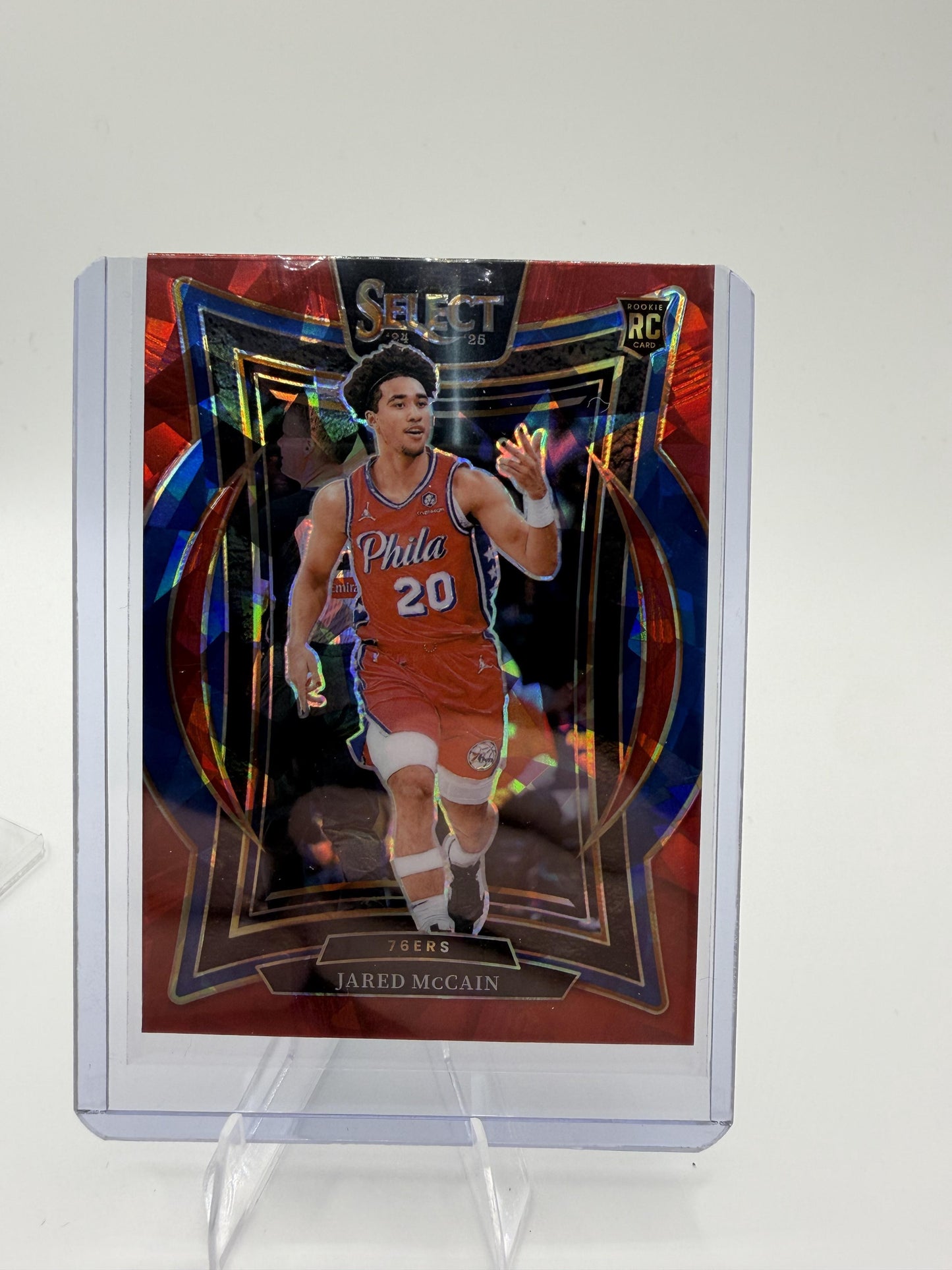 2024-25 Panini Select Jared McCain RC Red Cracked Ice Prizm 76ers Rookie