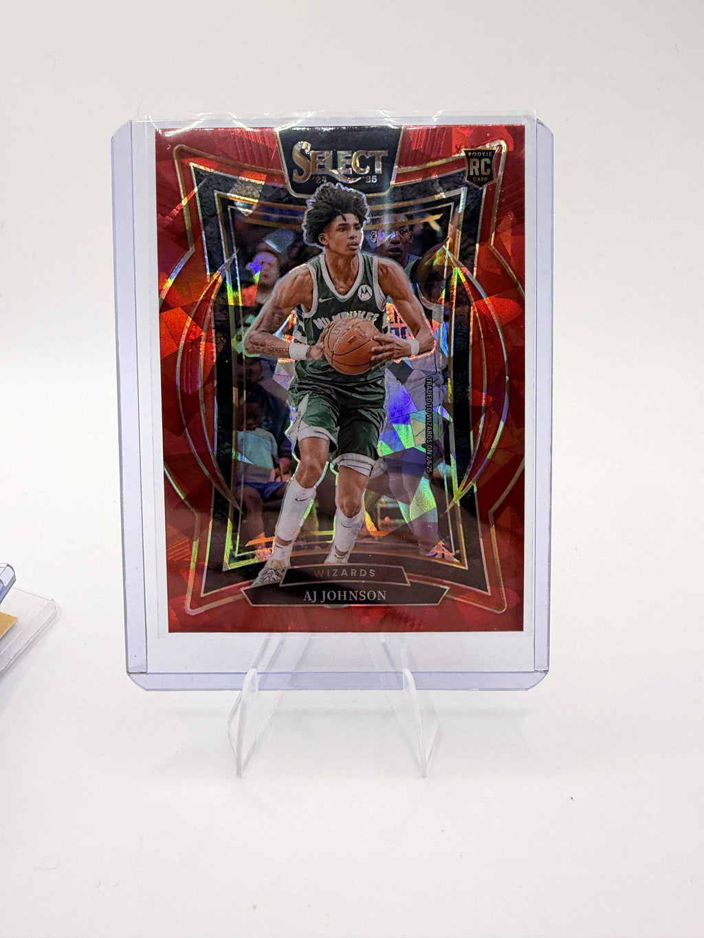 2024-25 Panini Select AJ Johnson Card Red Cracked Ice Prizm RC Washington