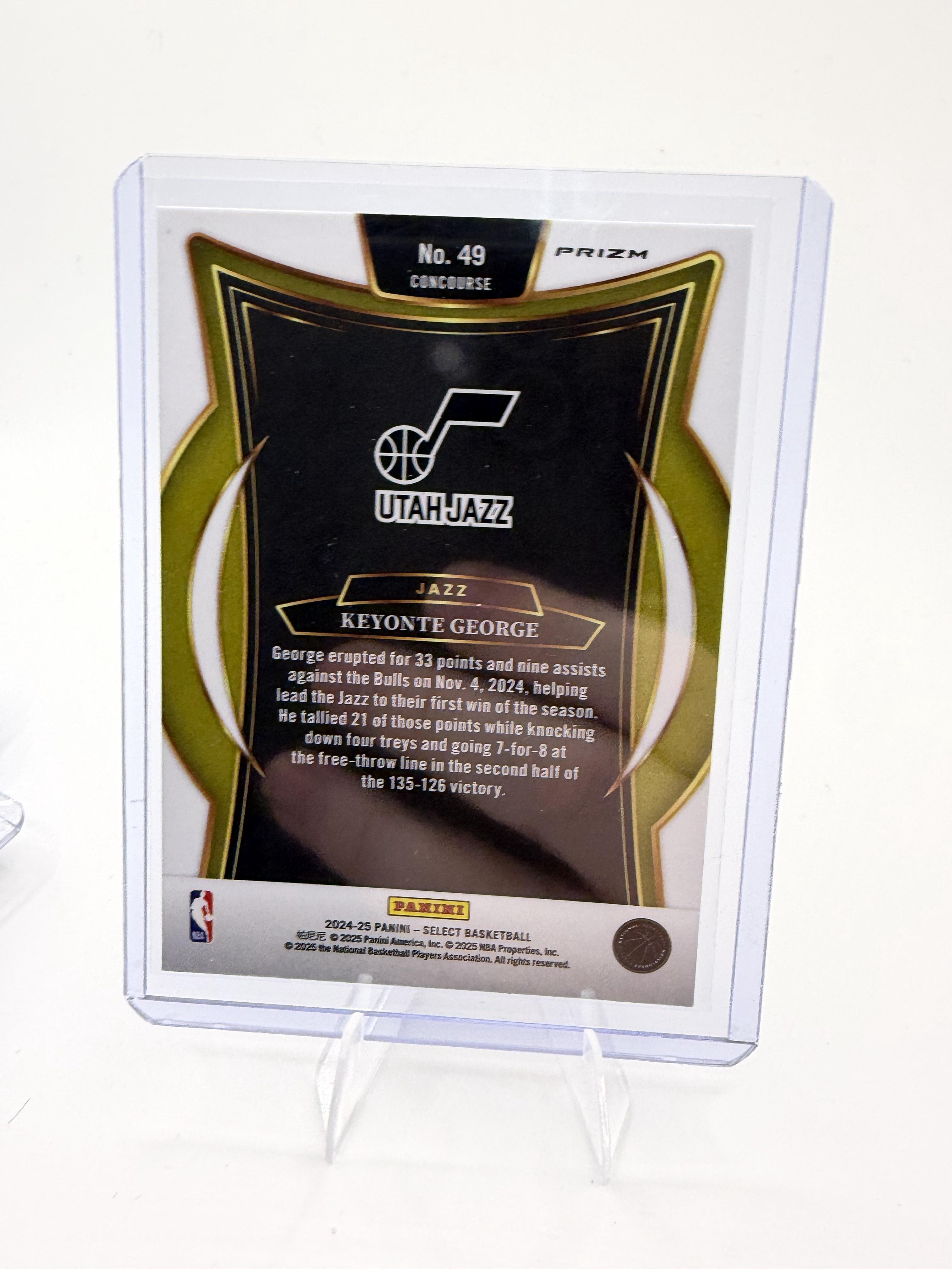 2024-25 Panini Select Keyonte George Card Red Cracked Ice Prizm Utah Jazz #49
