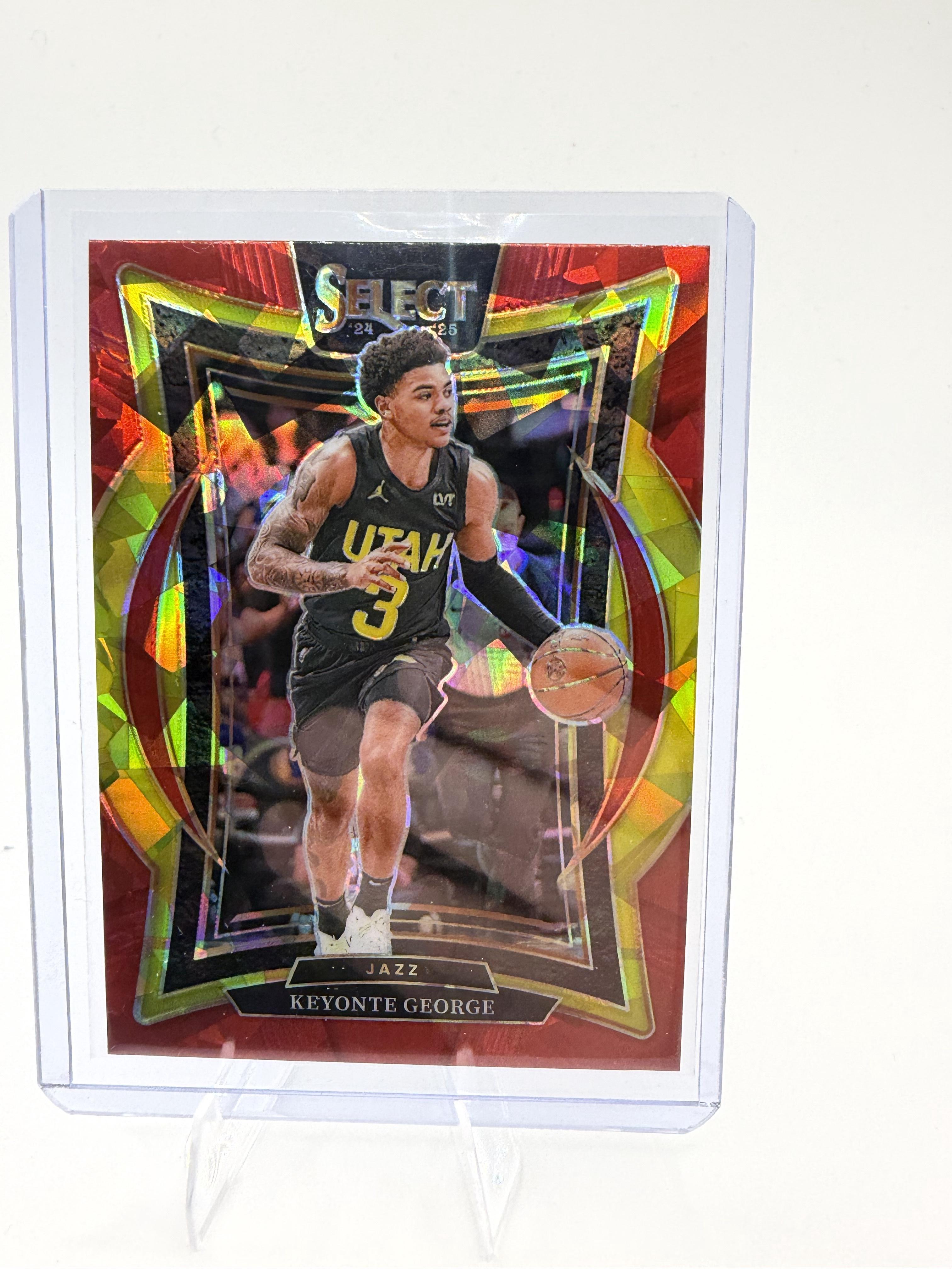 2024-25 Panini Select Keyonte George Card Red Cracked Ice Prizm Utah Jazz #49