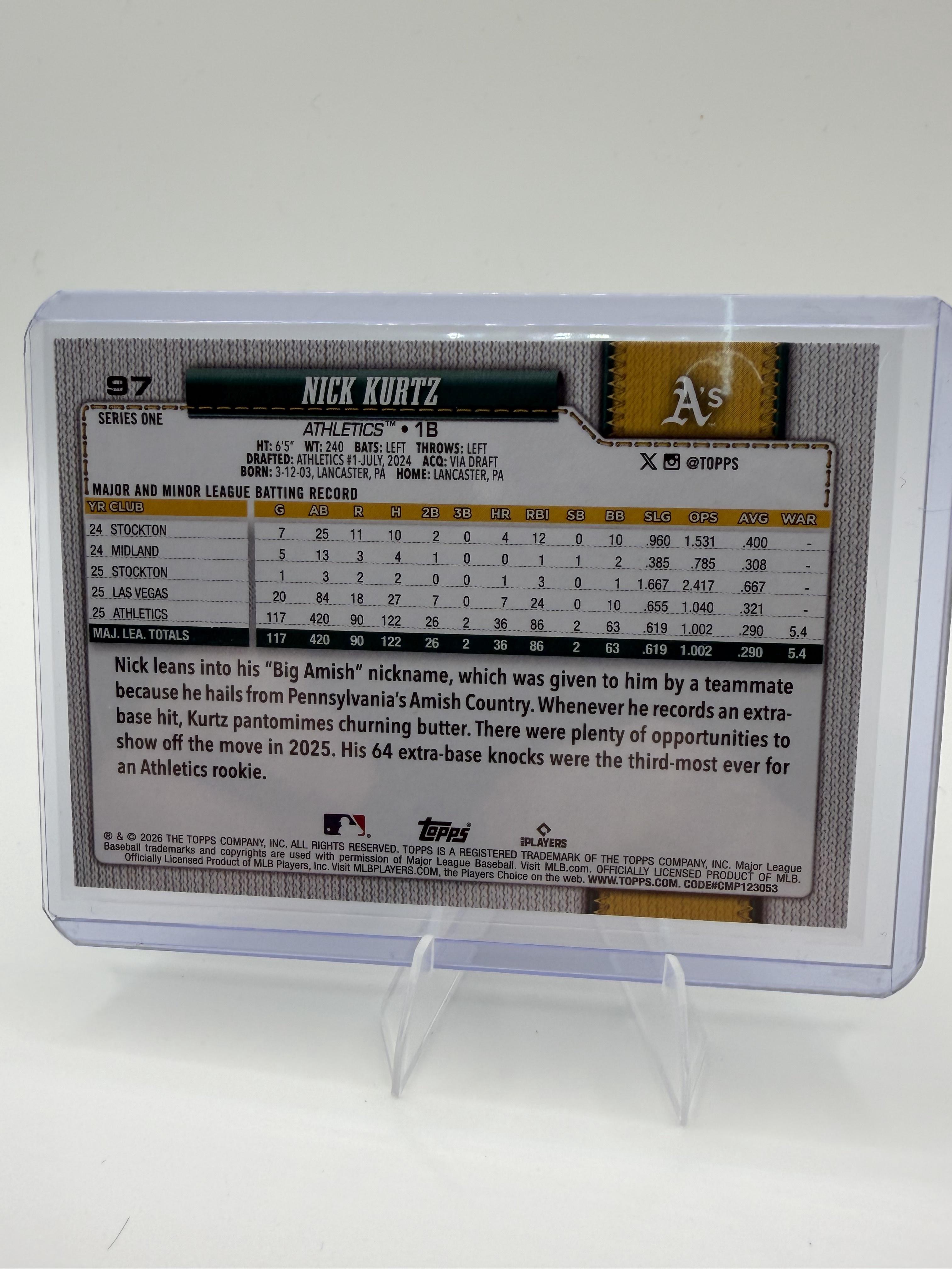2026 Topps Nick Kurtz Card Athletics #97