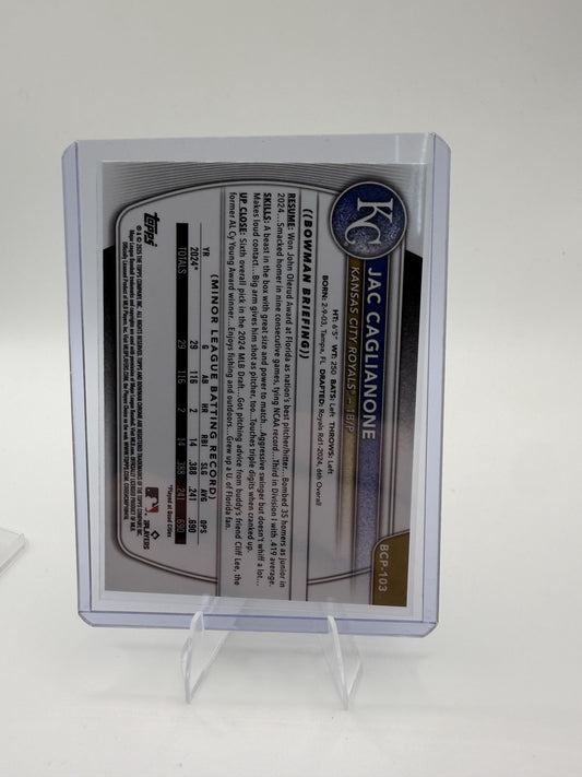 2025 Bowman Jac Caglianone Card Chrome Prospects Kansas City Royals #BCP-103