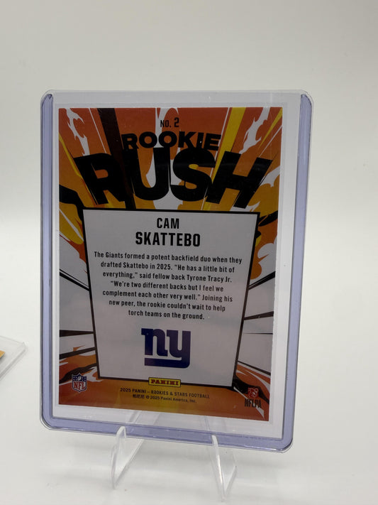 2025 Panini Rookies & Stars Cam Skattebo Card Rookie Rush New York Giants #2