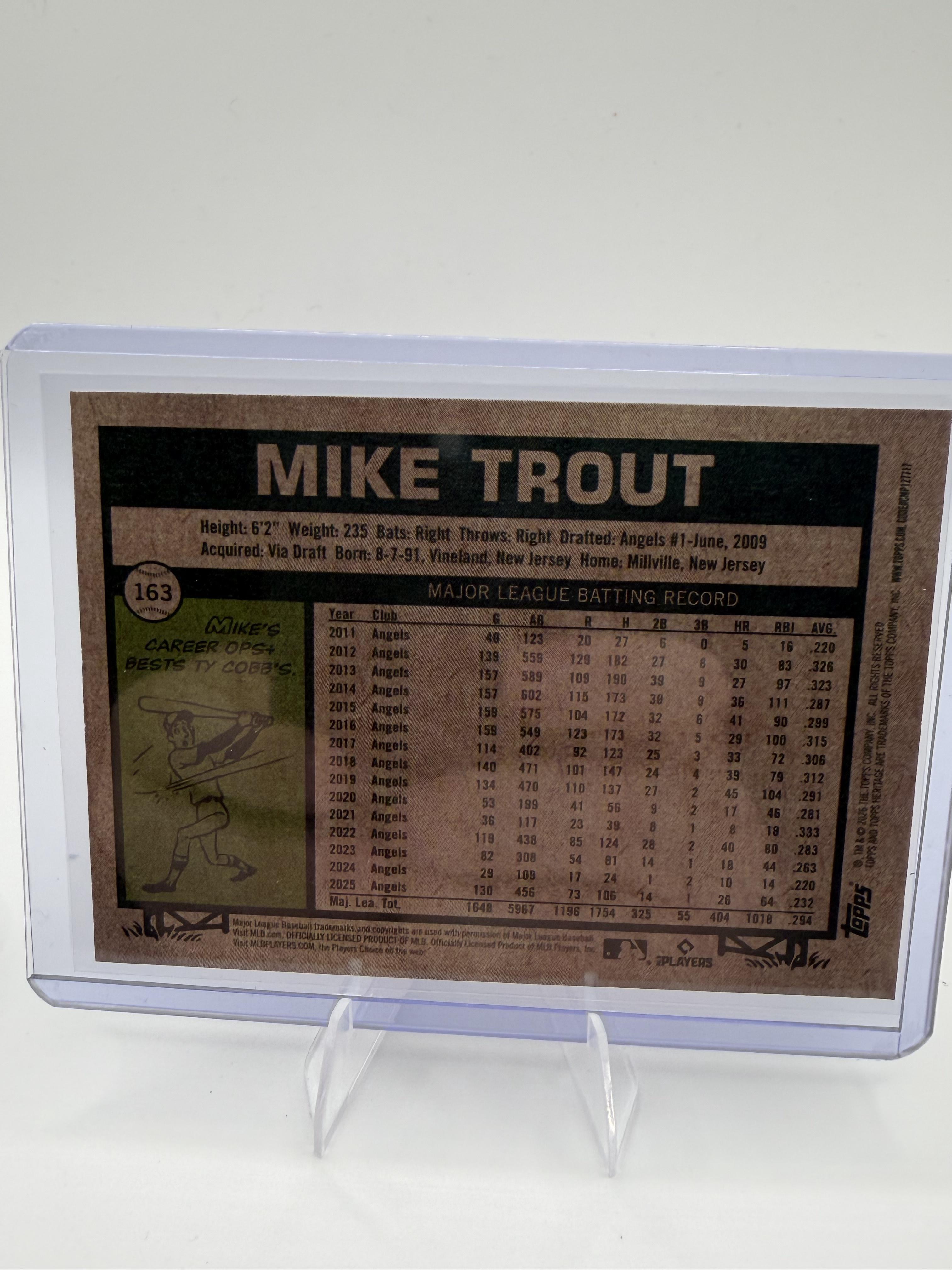 2026 Topps Heritage Mike Trout Card Chrome Los Angeles Angels #163