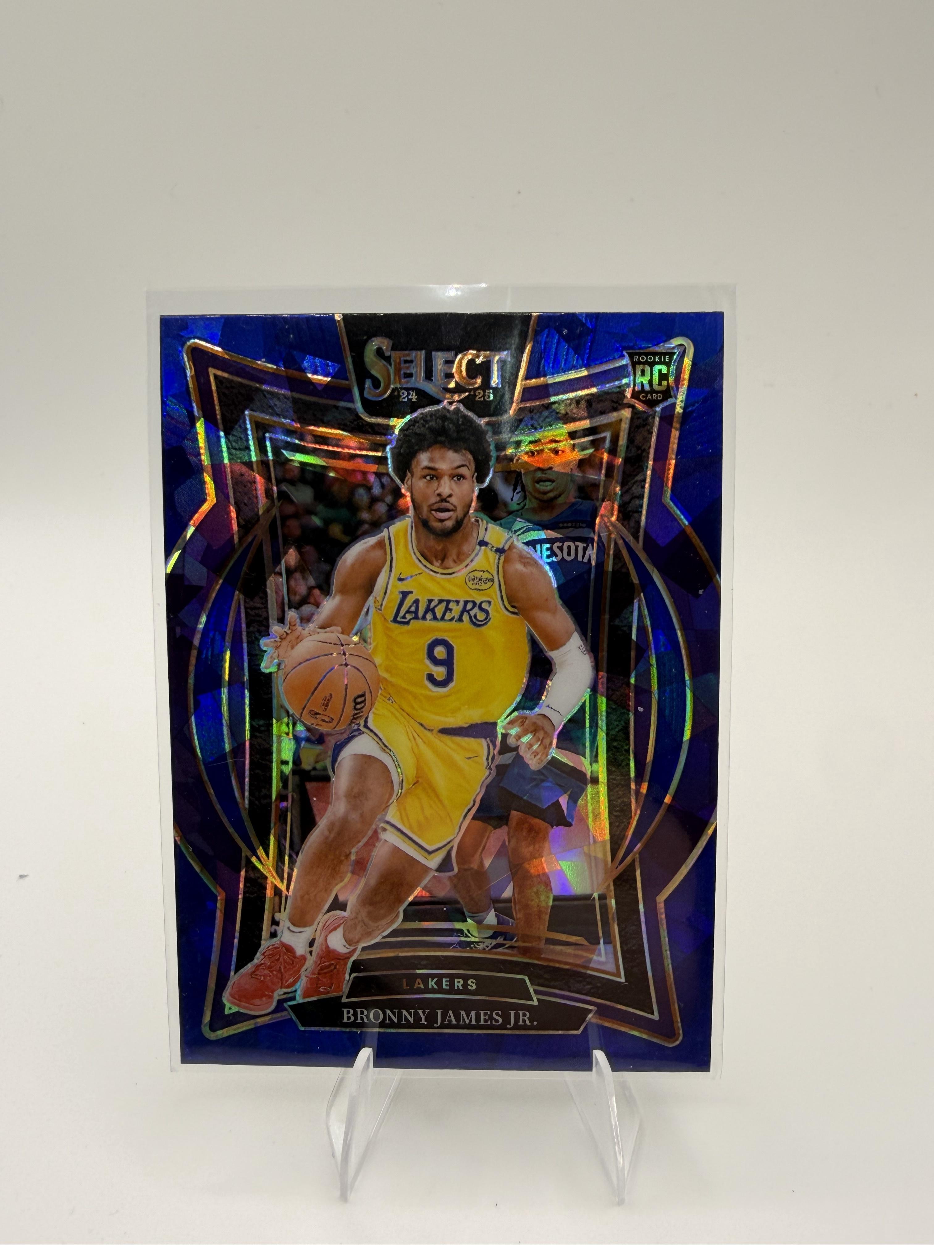 2024-25 Panini Select Bronny James Jr. Card Blue Cracked Ice Prizm RC