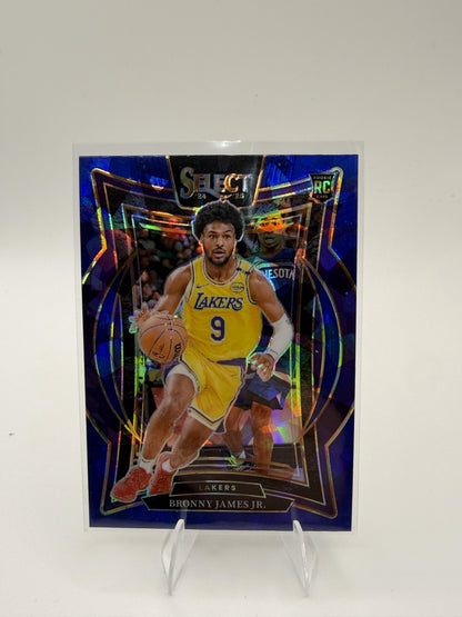 2024-25 Panini Select Bronny James Jr. Card Blue Cracked Ice Prizm RC