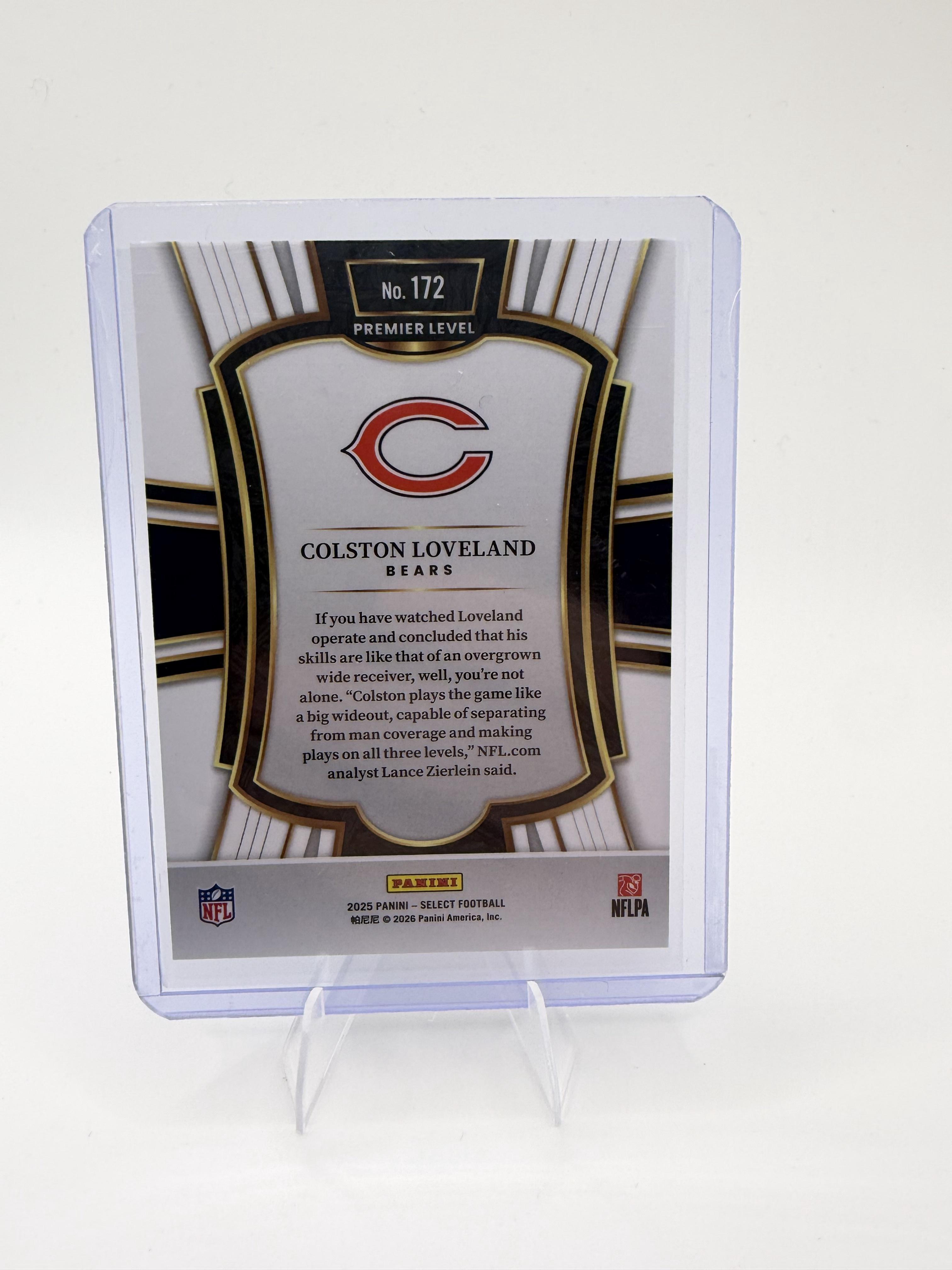 2025 Panini Select Colston Loveland Card Chicago Bears #172