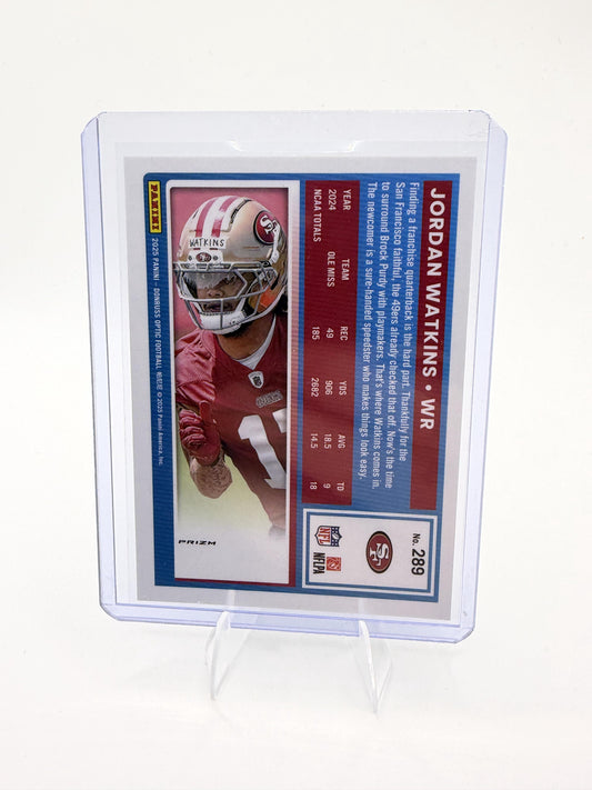 2025 Jordan Watkins Donruss Optic Rated Rookie Green Velocity Laser Prizm 49ers