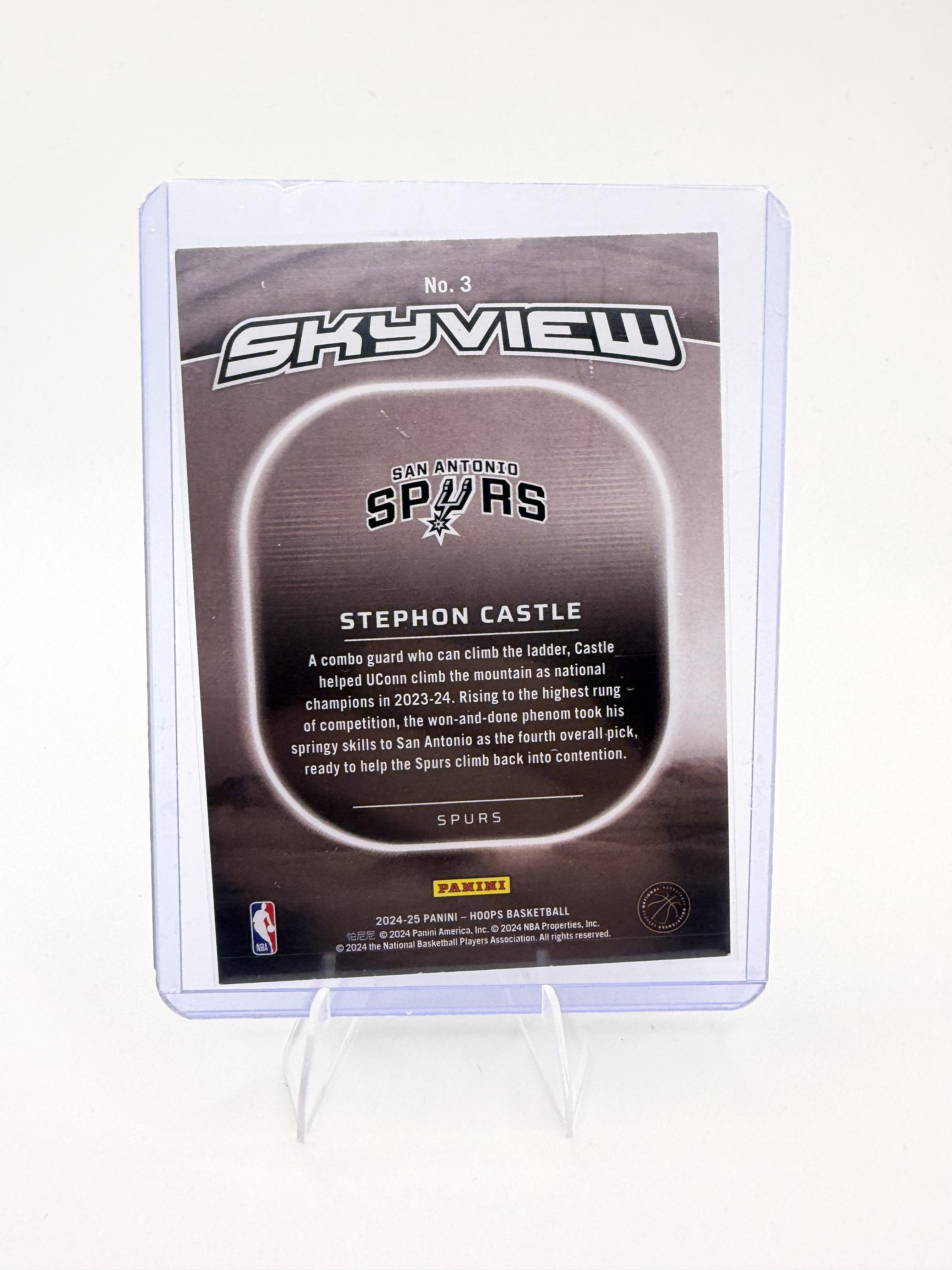 2024-25 Hoops Stephon Castle Card Skyview San Antonio Spurs #3