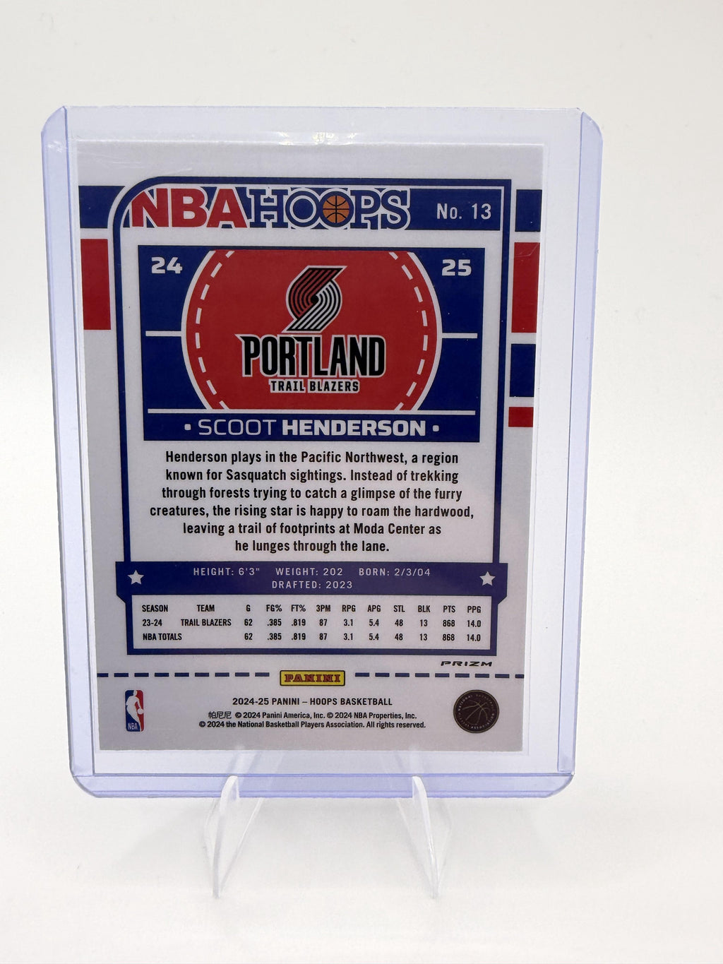 2024-25 Hoops Winter Scoot Henderson Card Portland Trail Blazers #13