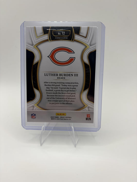 2025 Panini Select Luther Burden III Card RC Chicago Bears #72