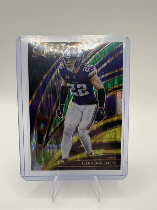 2025 Panini Select - Green and Yellow Prizm Shock Harrison Smith Card Minnesota