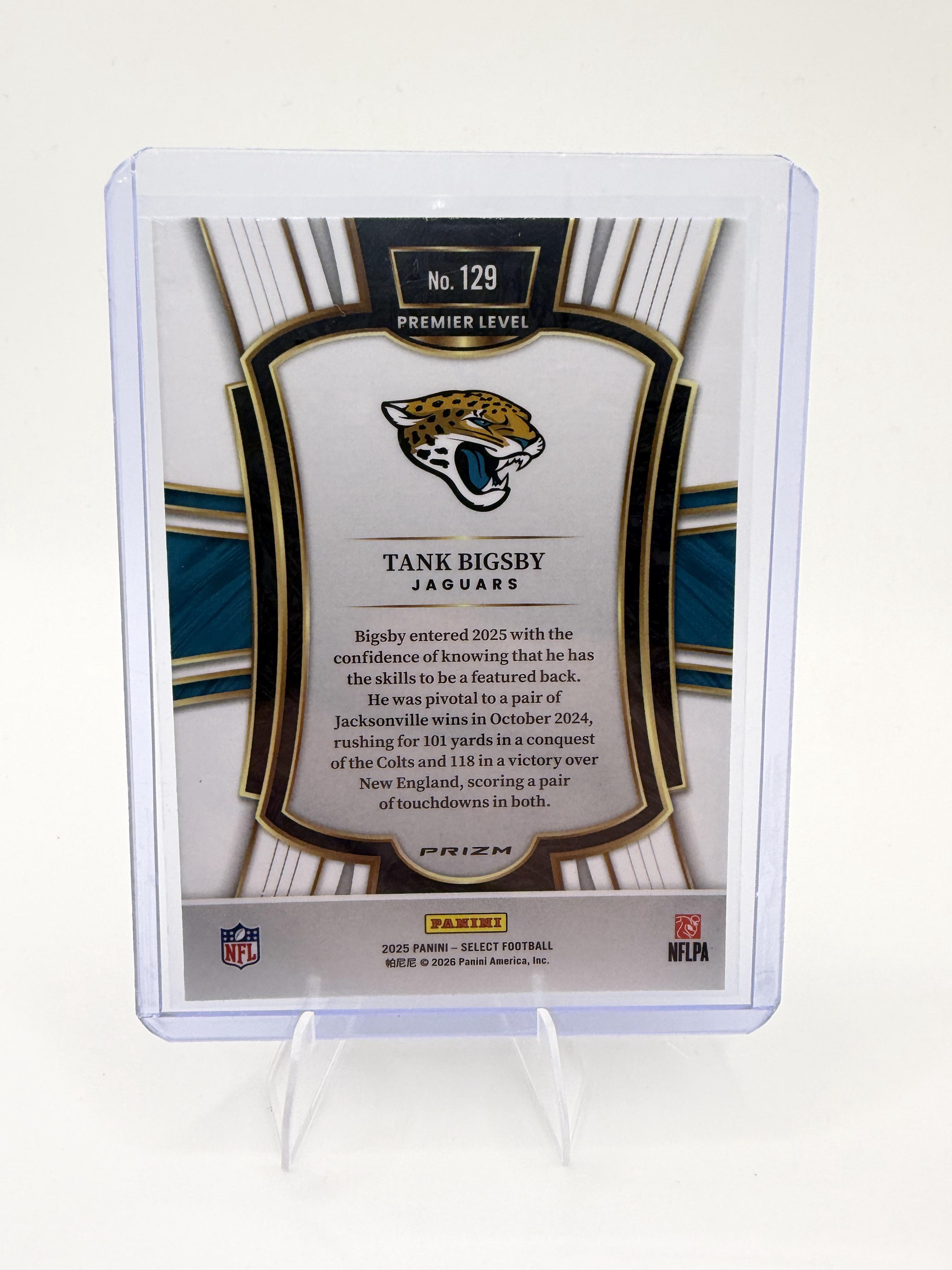 2025 Panini Select - Green and Yellow Prizm Shock Tank Bigsby Card Jacksonville
