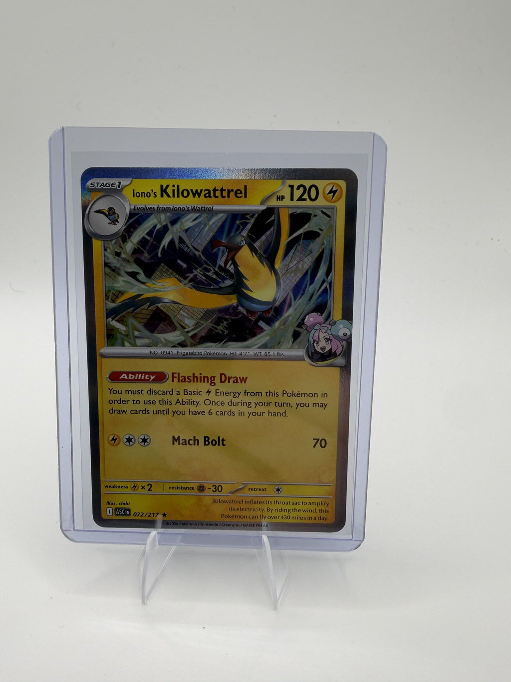 Pokemon Ascended Heroes Iono's Kilowattrel Card Rare,Reverse Holo #072/217