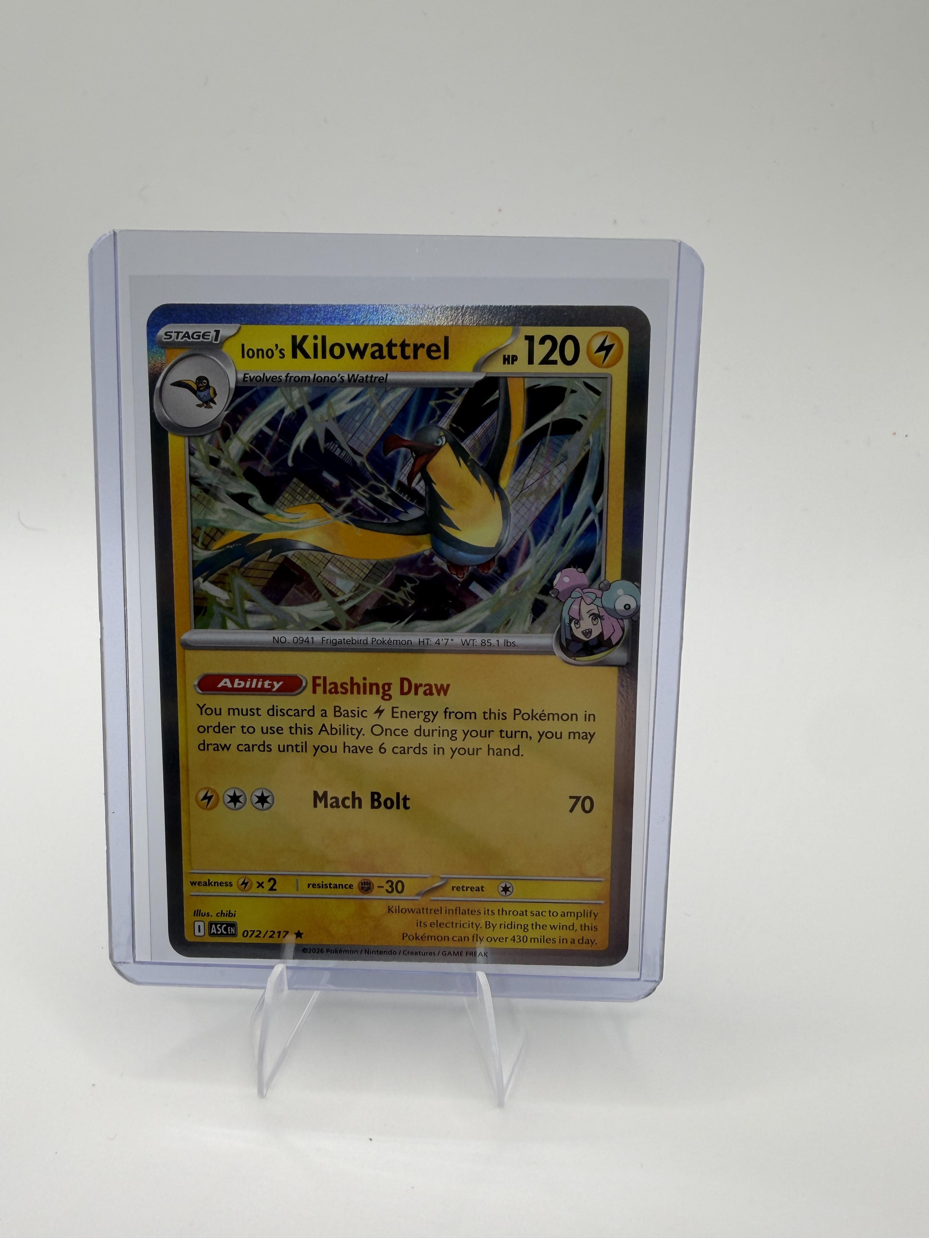 Pokemon Ascended Heroes Iono's Kilowattrel Card Rare,Reverse Holo #072/217
