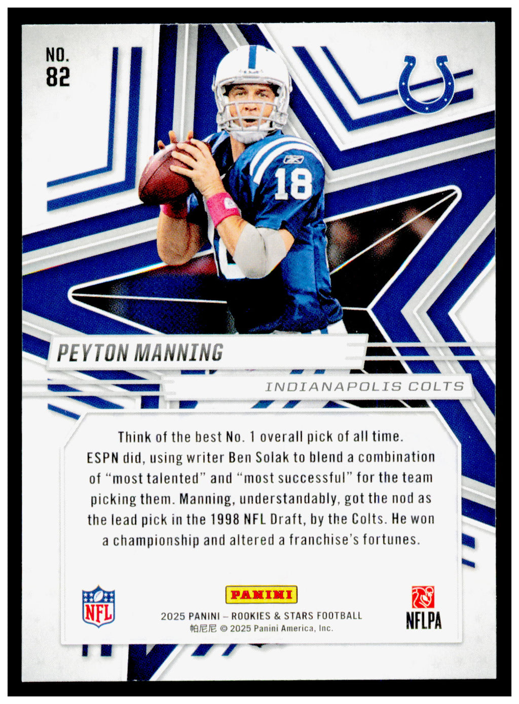 2025 Panini Rookies & Stars Peyton Manning Card Indianapolis Colts #82