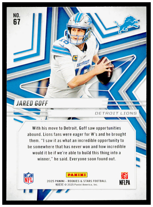 Rookies and Stars Jared Goff Card Detroit Lions #